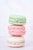 three assorted-flavor macarons