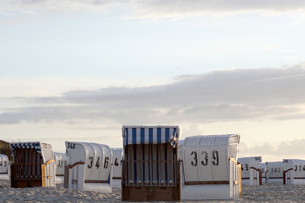 white and brown kiosk lot