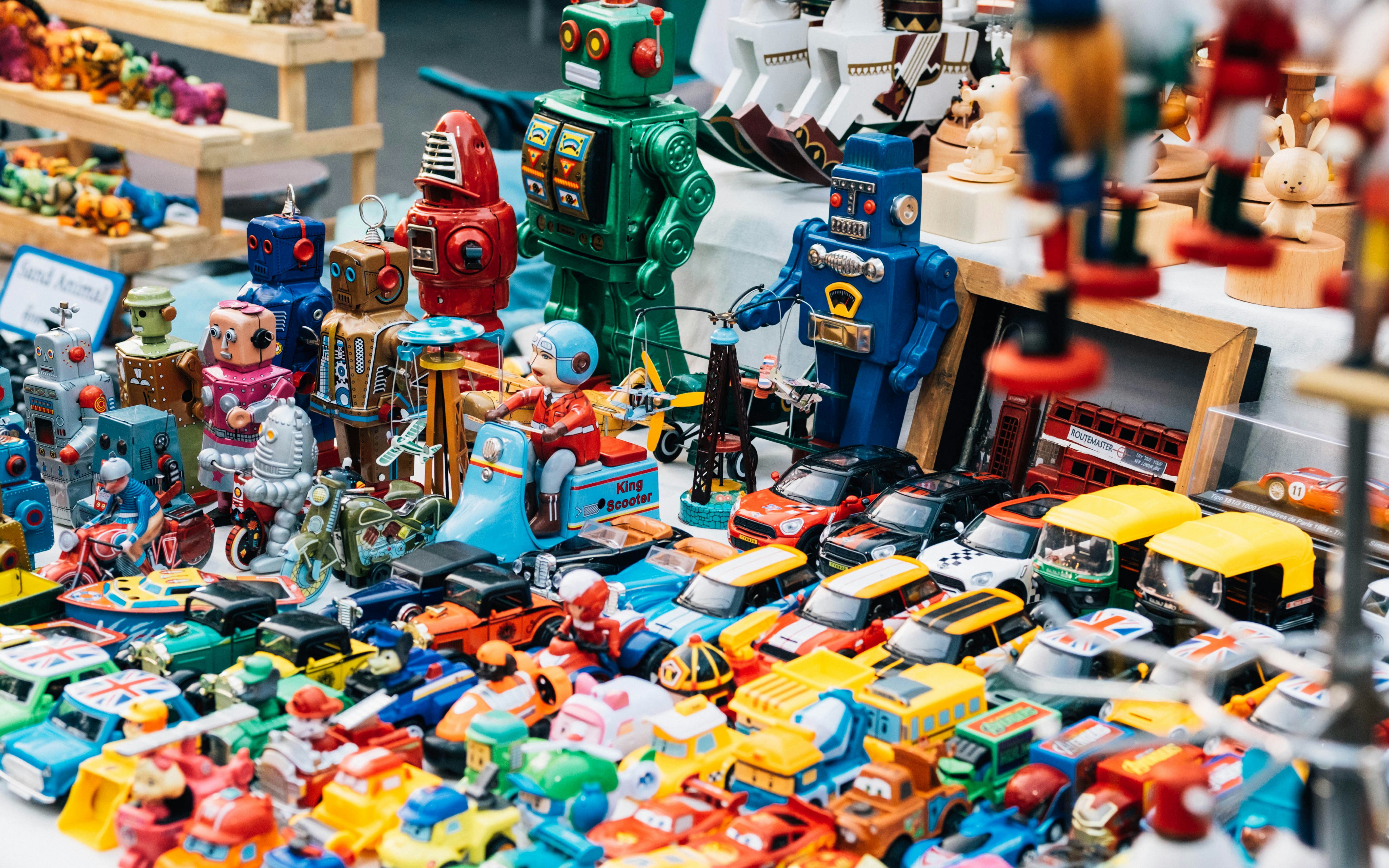 Colorful toys arranged
