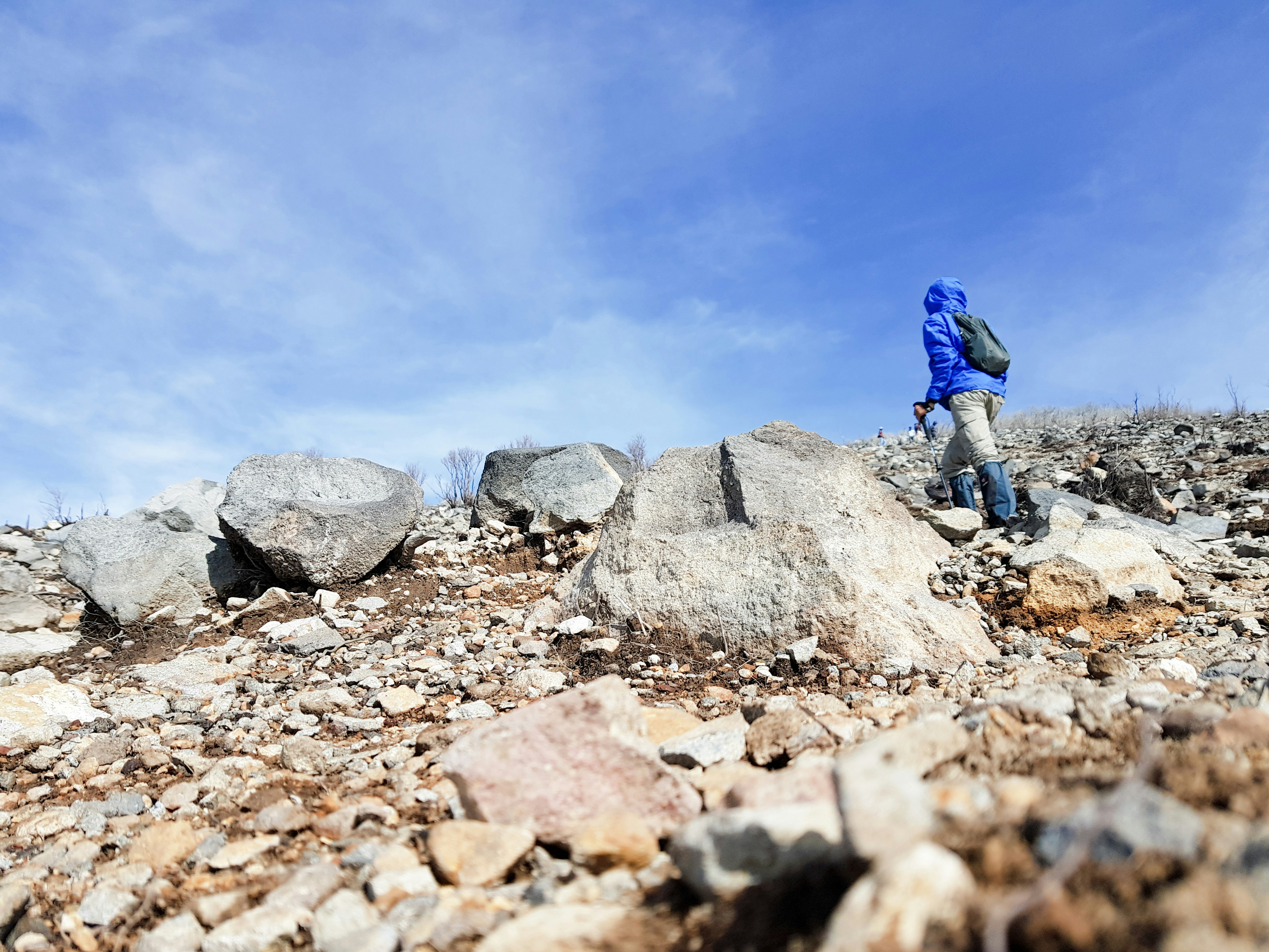 person climbing hill