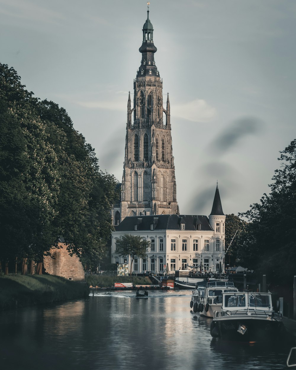 architectural photography of white and gray building