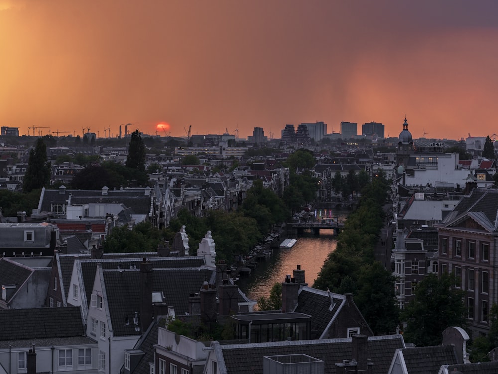 city buildings during golden hour