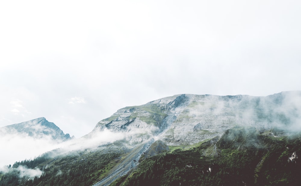 a view of a mountain with a road going through it