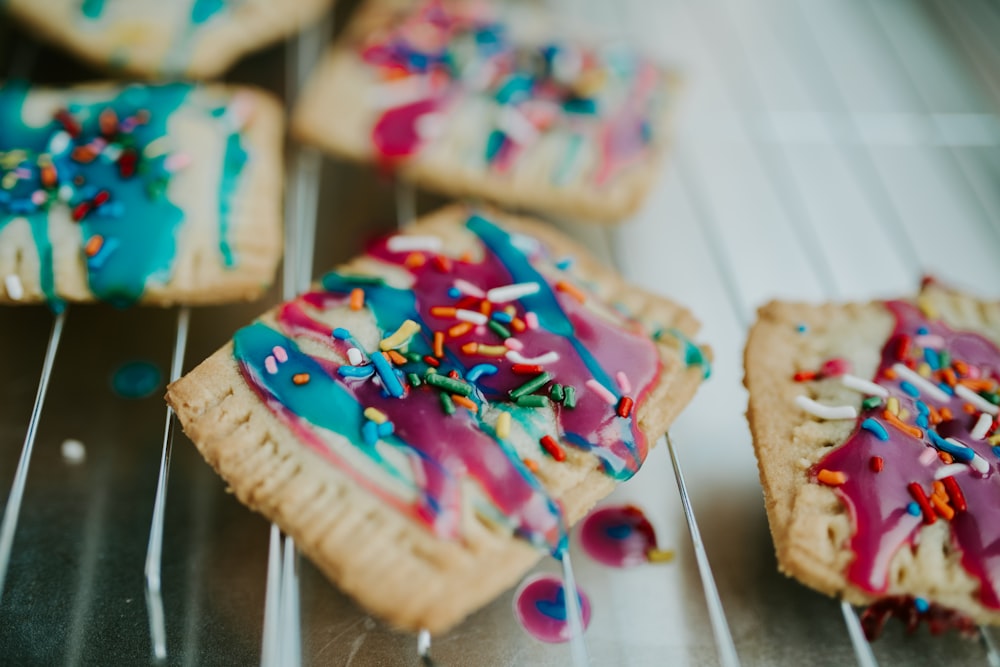 biscuits with chocolate syrup and sprinkles