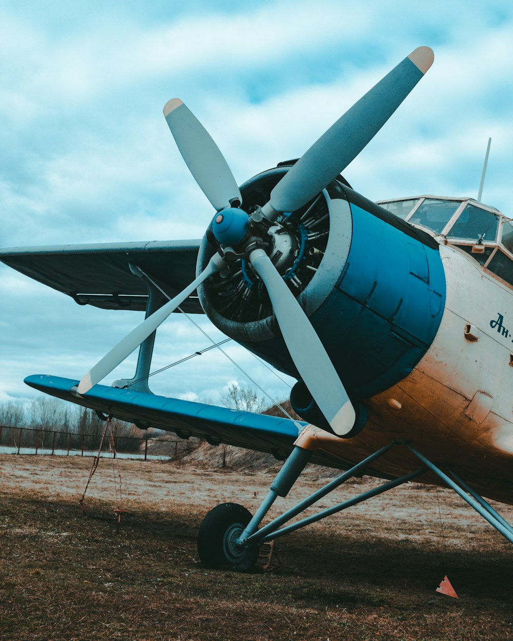 white and blue plane