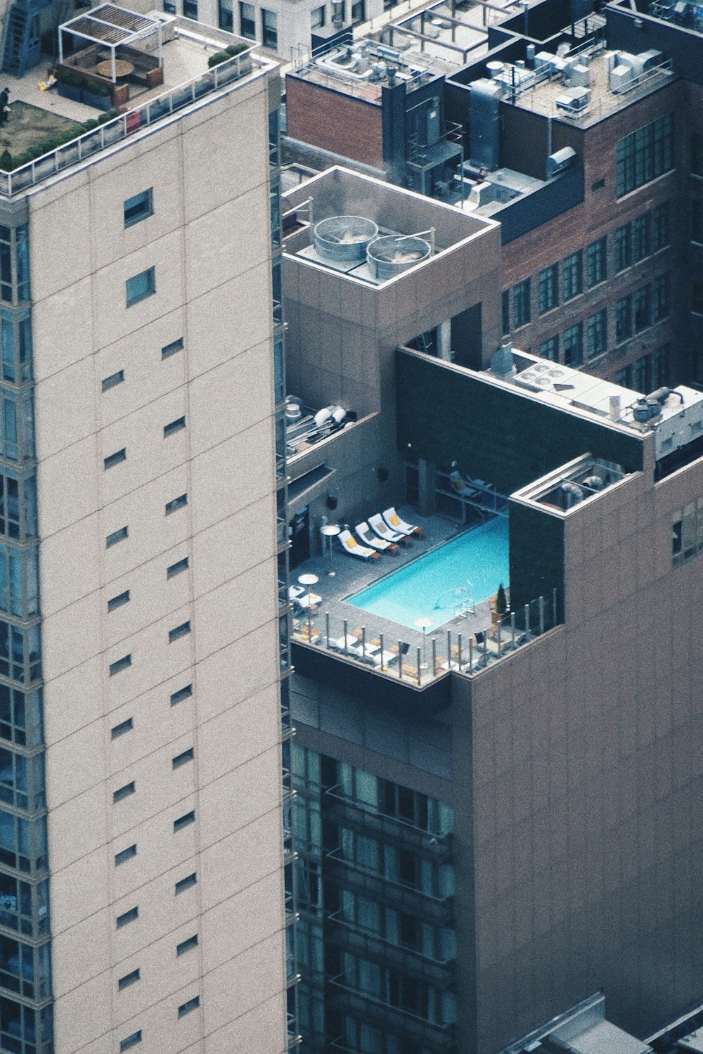 high angle photo of buildings