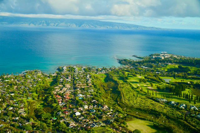 Aerial view of Napili Bay on Maui's west coast