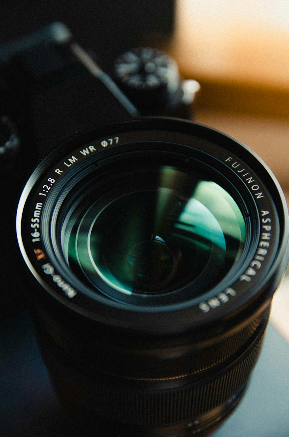 selective focus photo of black camera lens