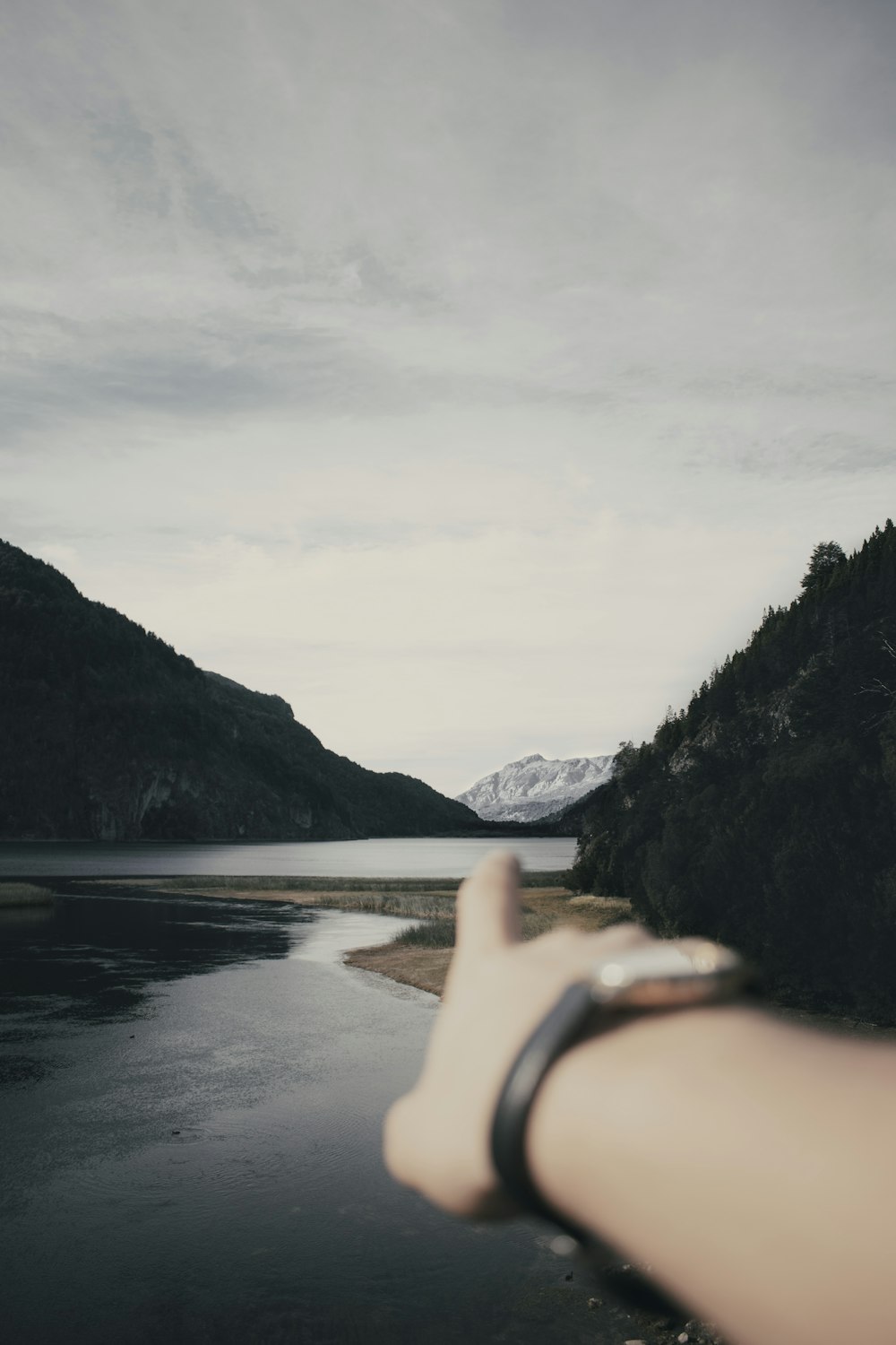 body of water between mountains