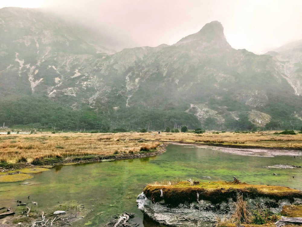 mountains near calm water