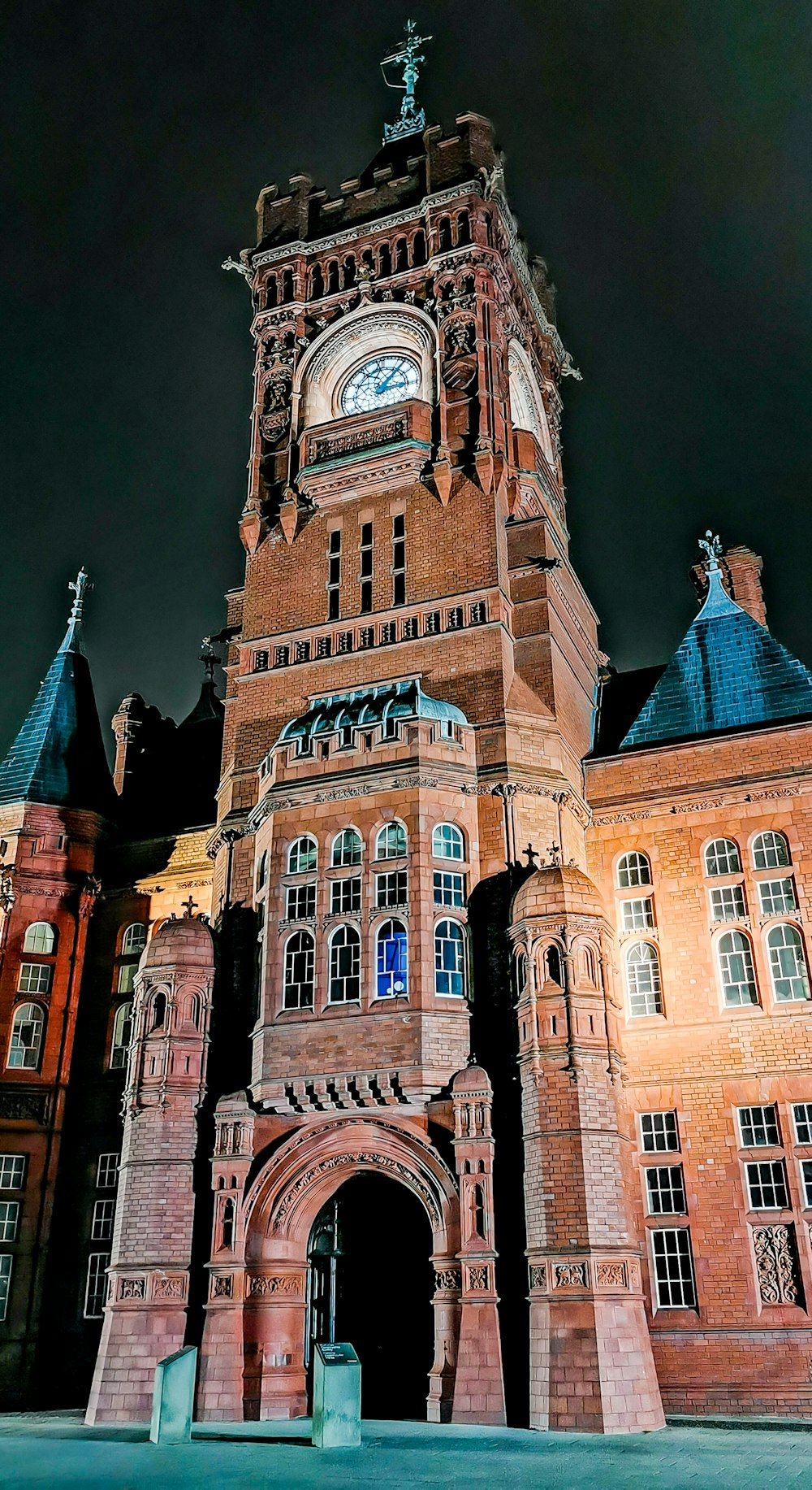 brown tower clock at night