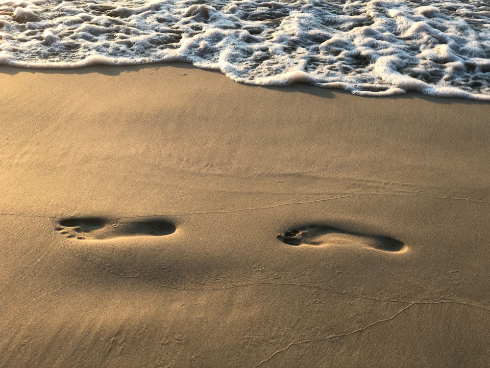 footprints in the sand beside shore during daytime