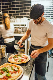 man near pizza