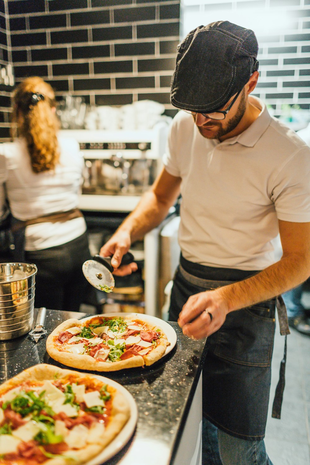 man near pizza