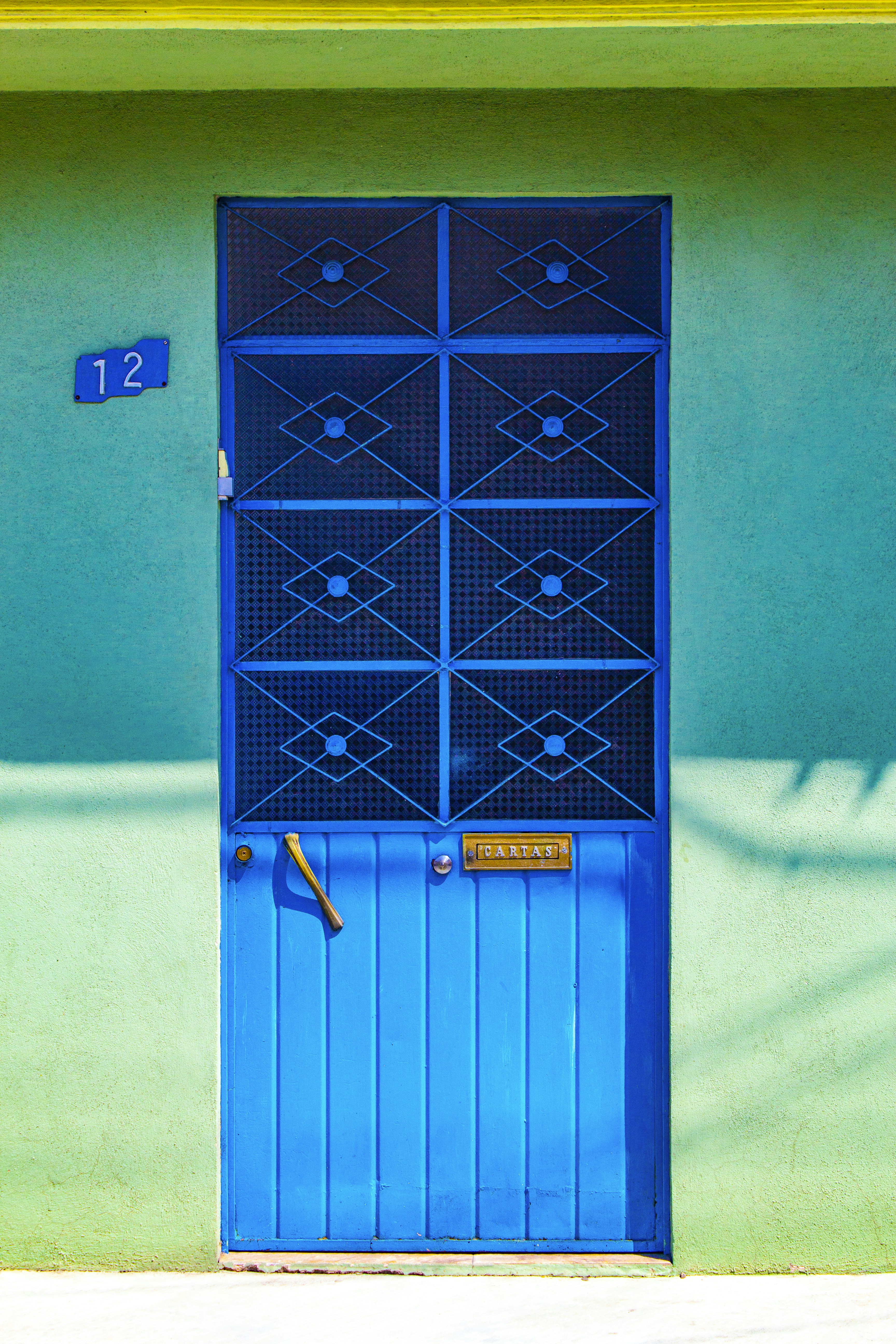 blue wooden door