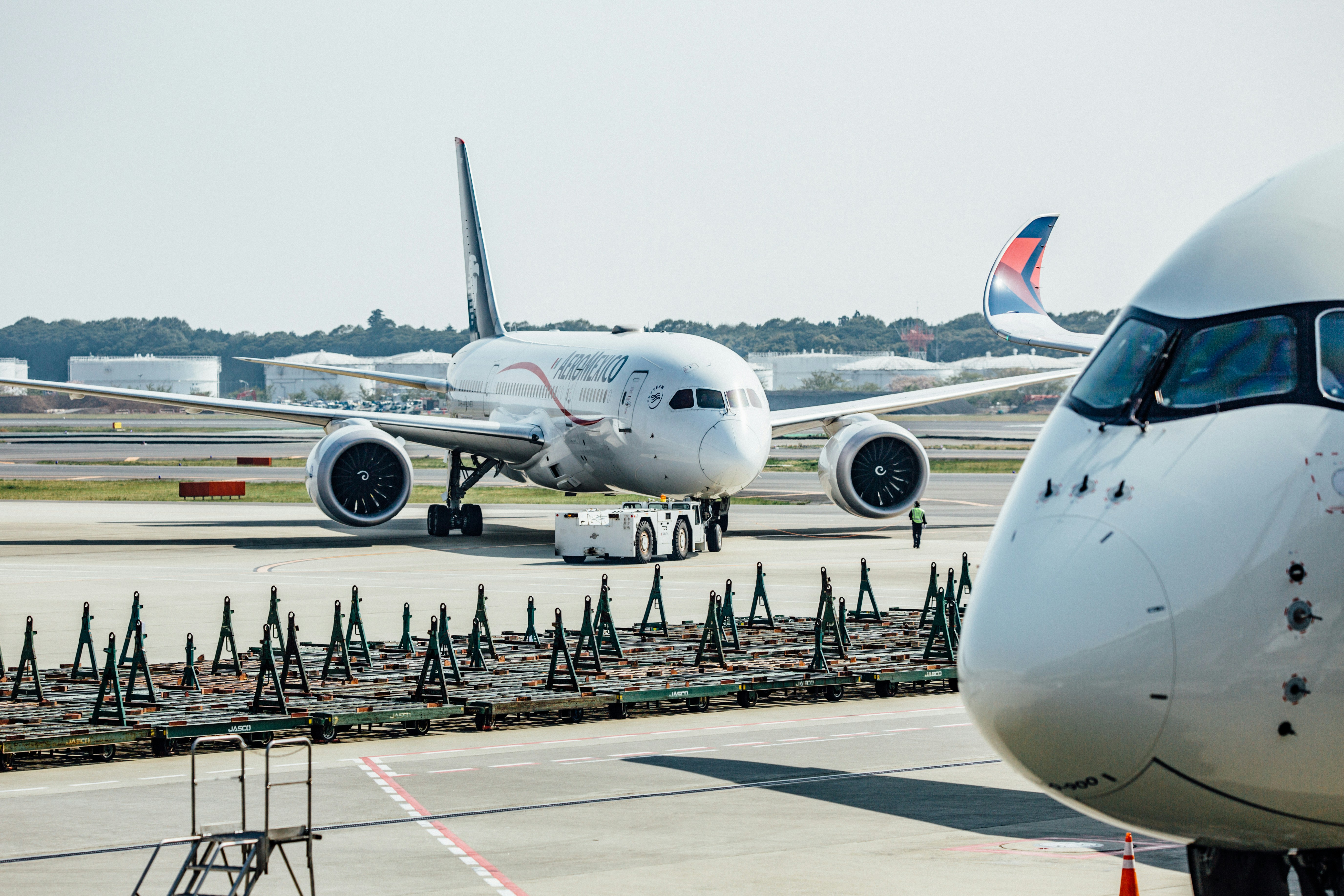 airliners on airport landing field during day, 