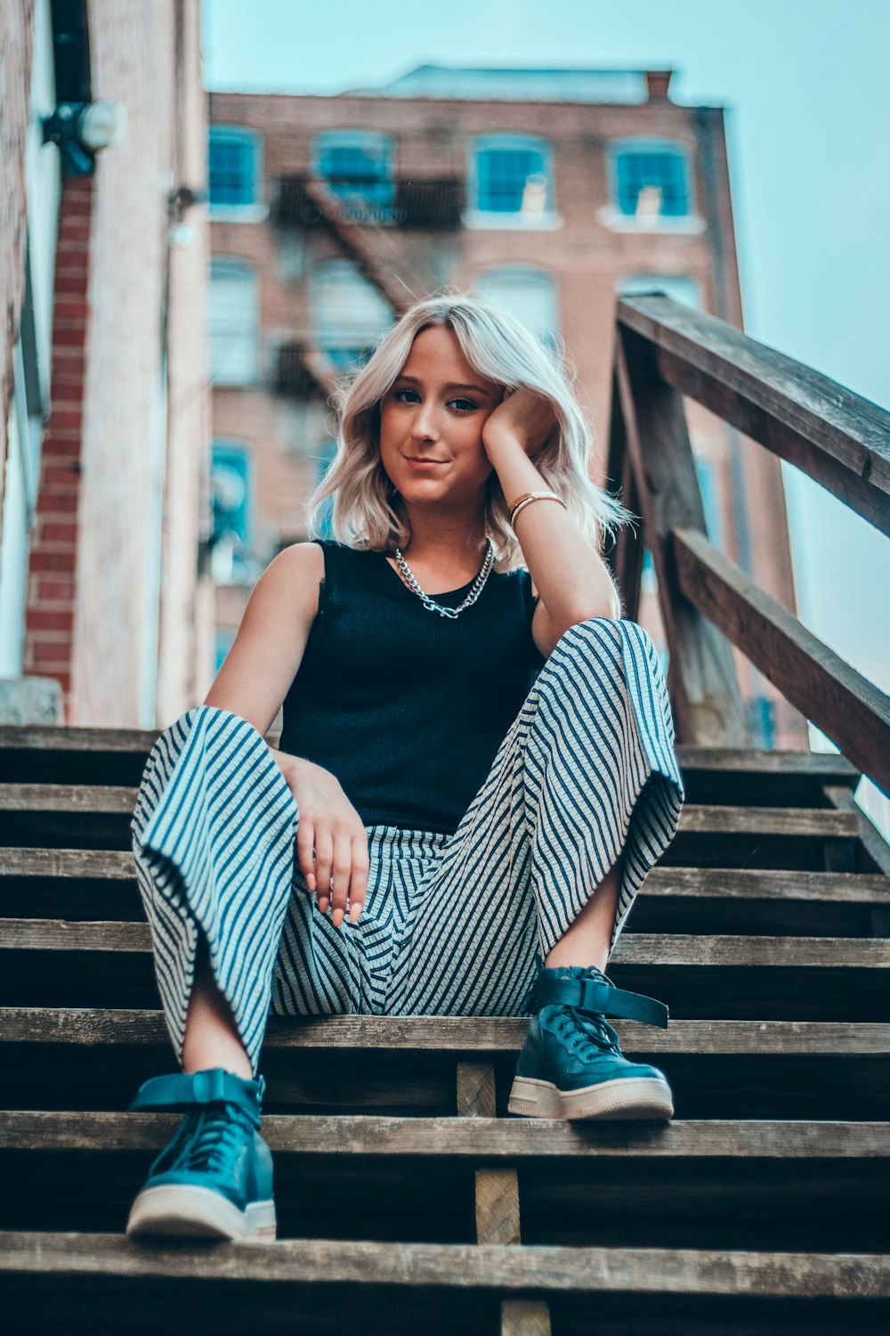 woman on stairs