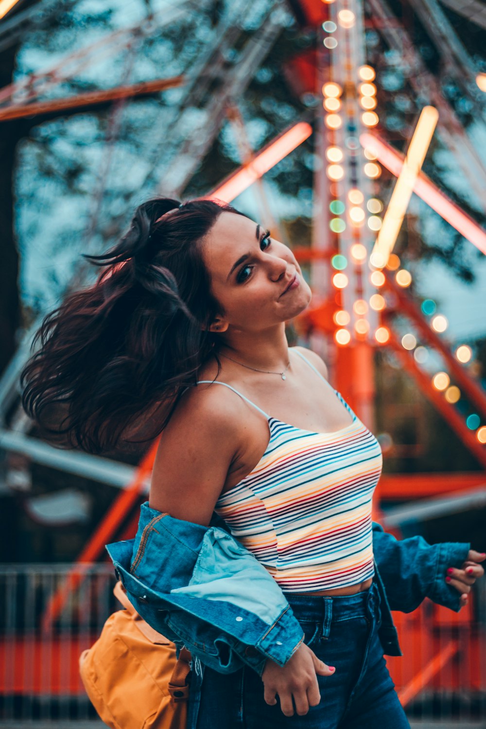 woman wearing blue jacket photography