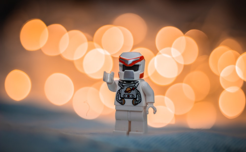 white lego minifig bokeh photography