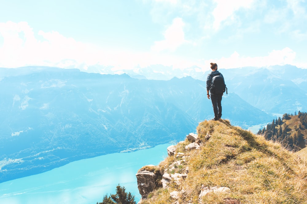 person standing on cliff