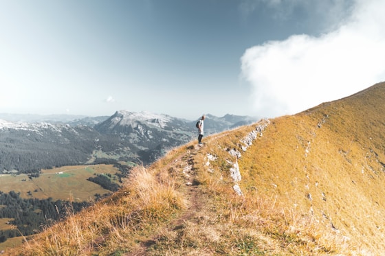 man standing on mountain during daytime