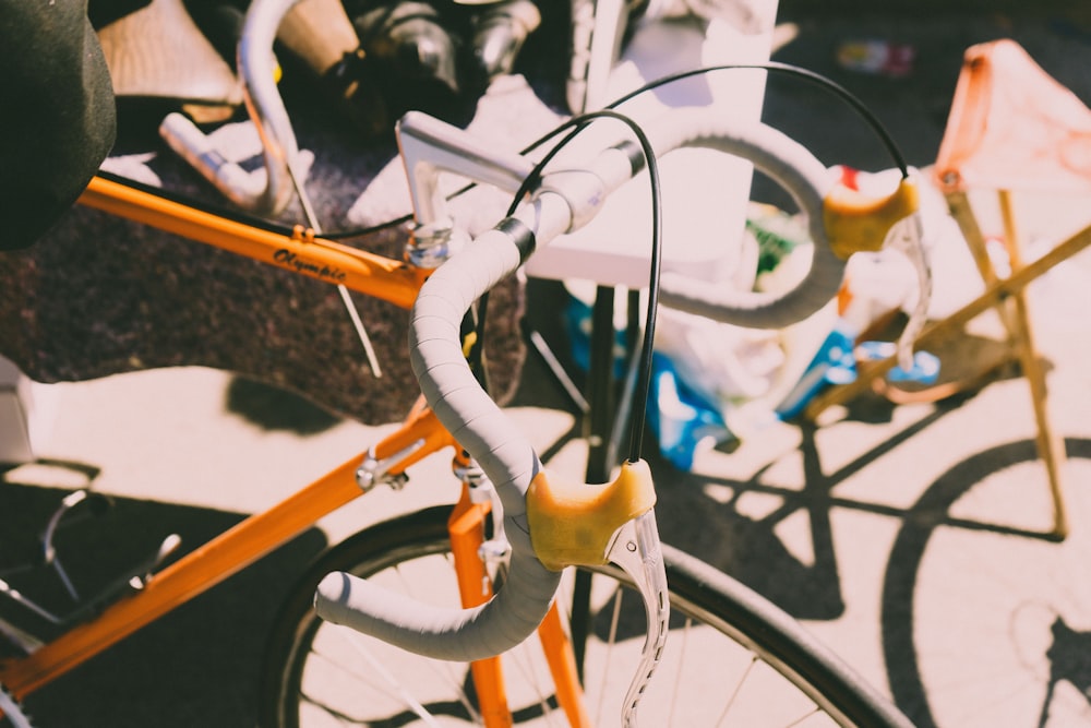 orange and white commuter bike