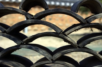 Close-up of various types of roof tiles stacked and ready for delivery.
