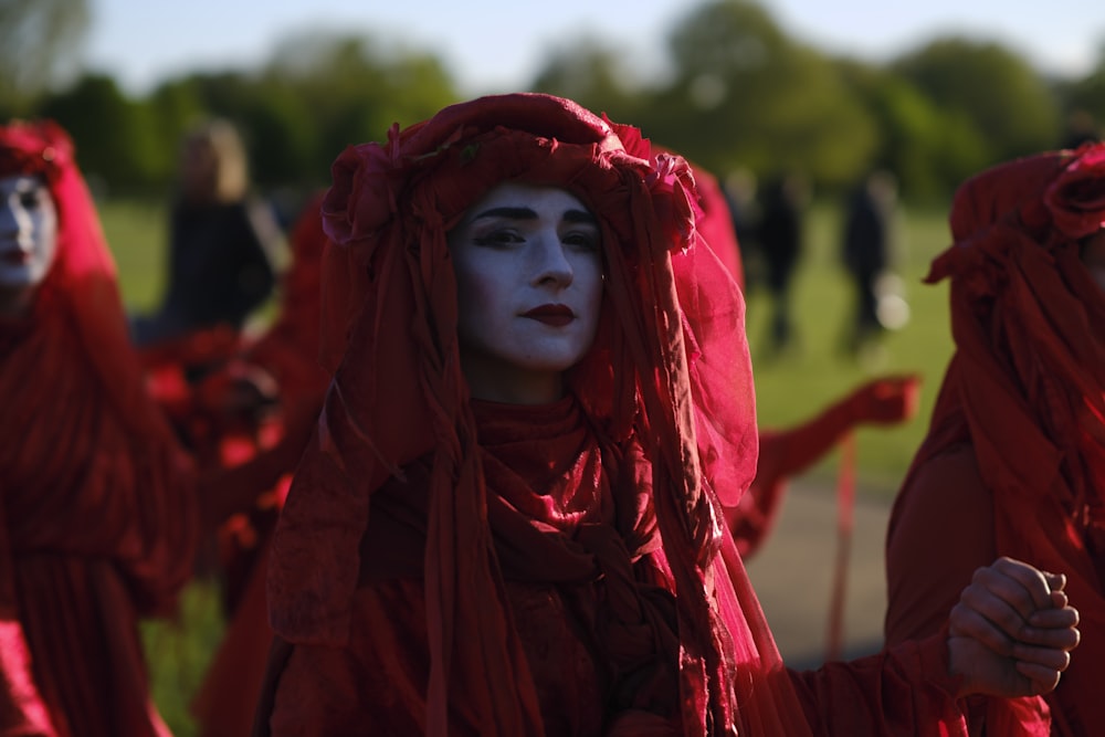 person wearing red costume