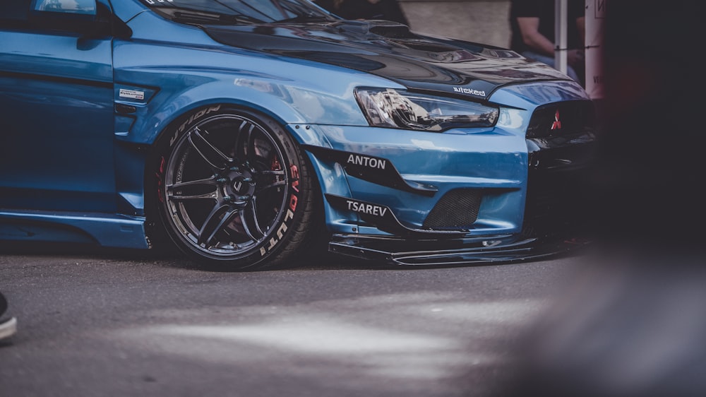 blue Mitsubishi Lancer Evolution