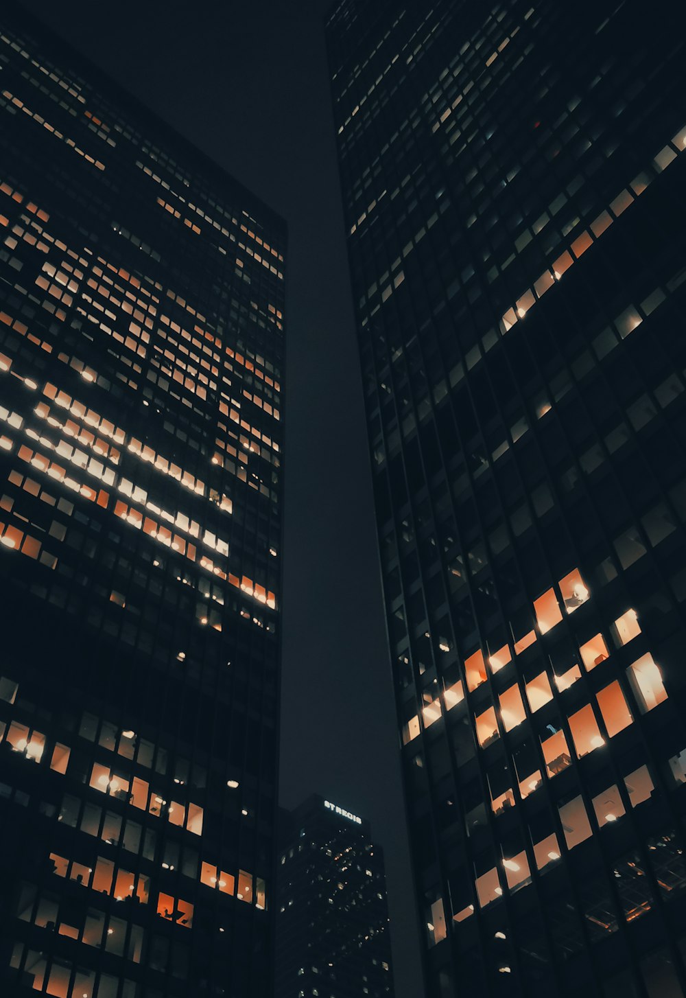 curtain wall building during nighttime