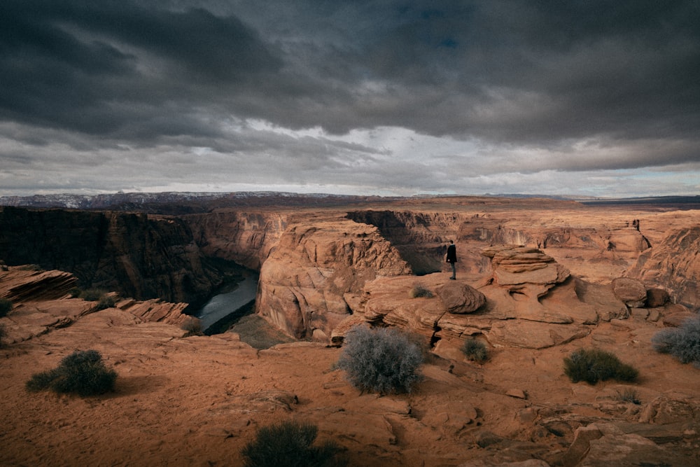 brown rock formation under grey clouds during daytime