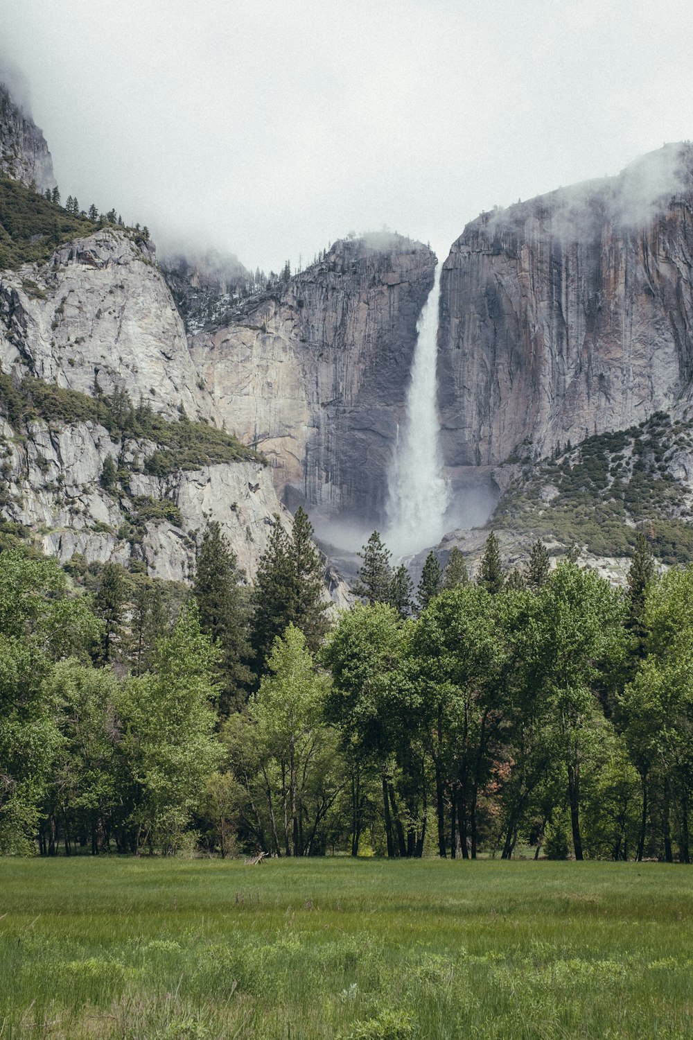 waterfall on cliff