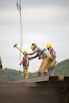 construction worker men holding hammer