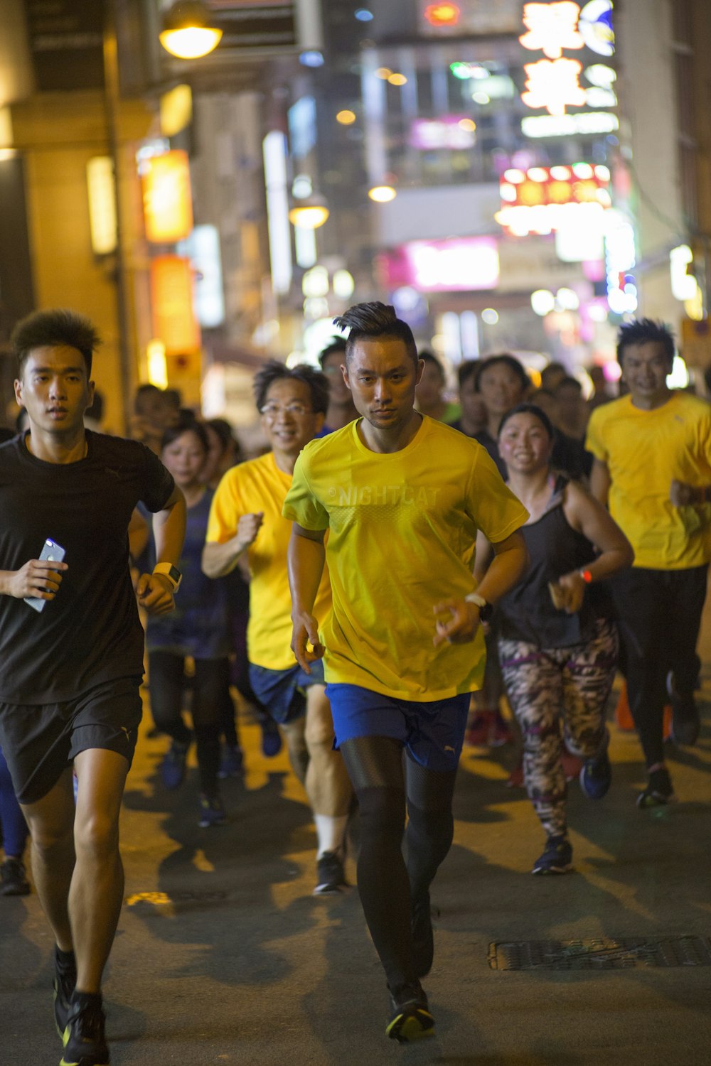 people running near building