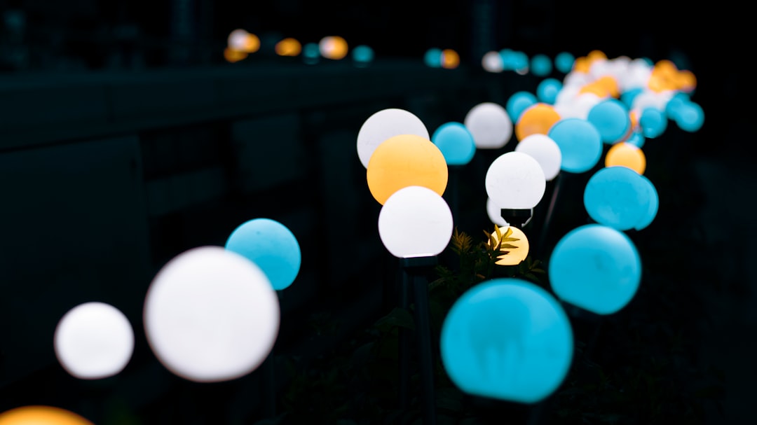 white and blue light bulbs