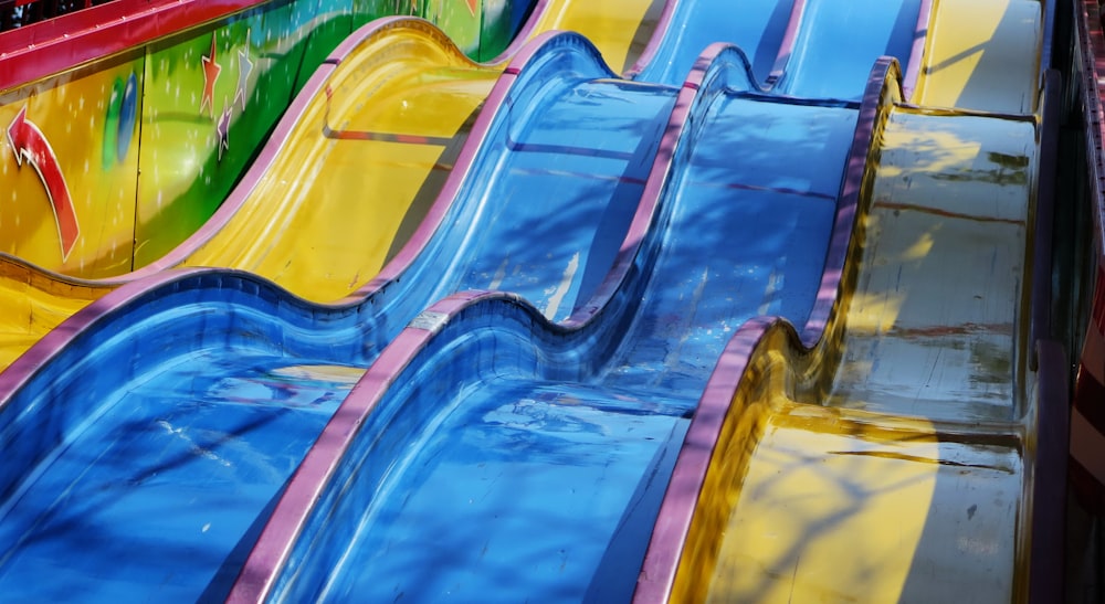 blue and yellow slides