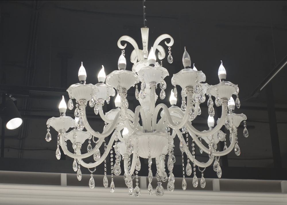 lighted clear glass chandelier