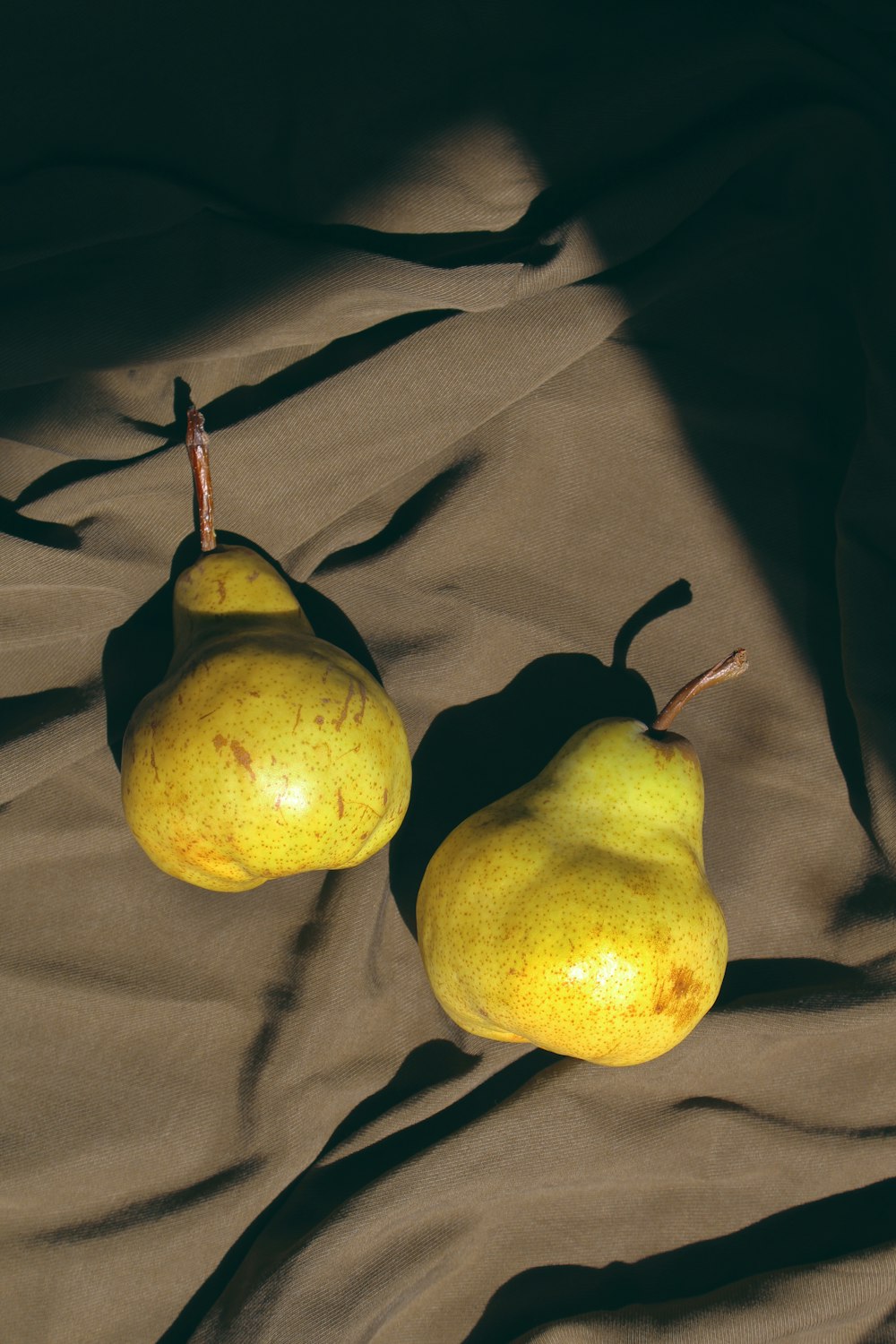 two peace fruits on fabric