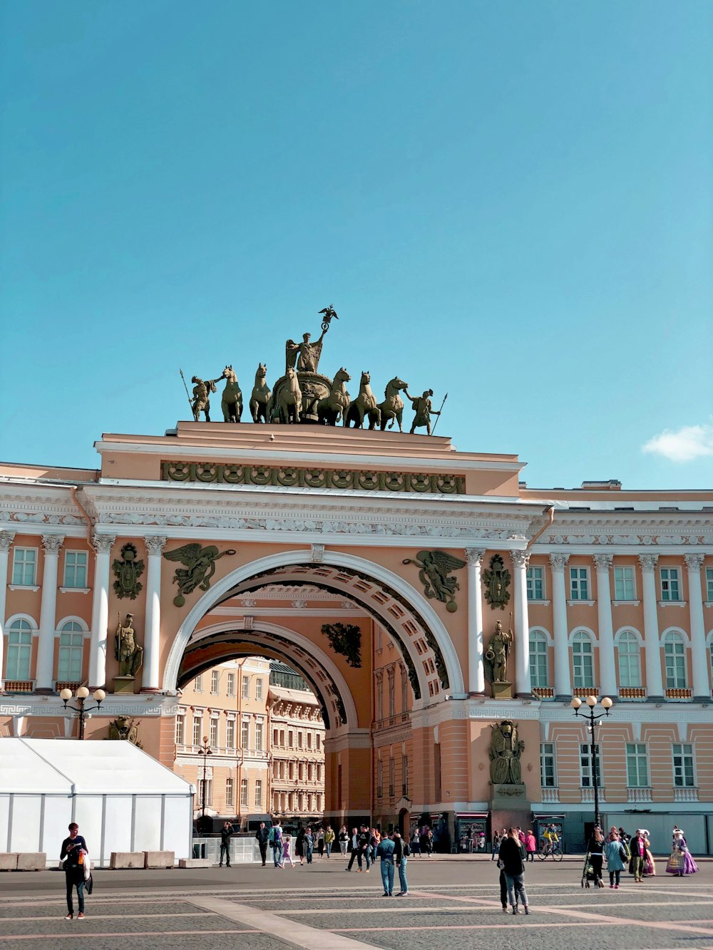 people walking on plaza