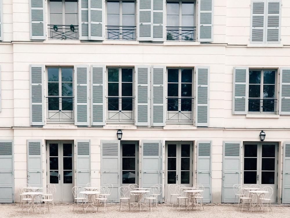 architectural photography of white and gray house