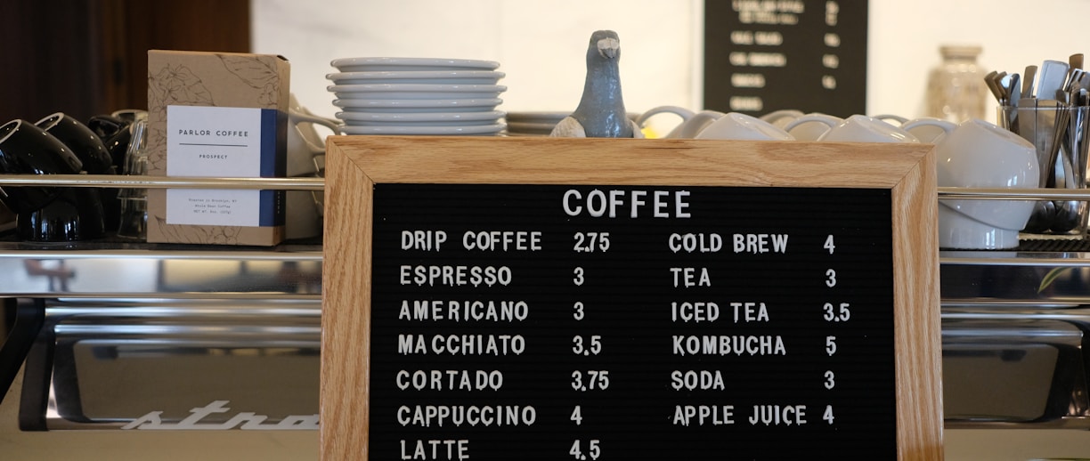 coffee price label sign