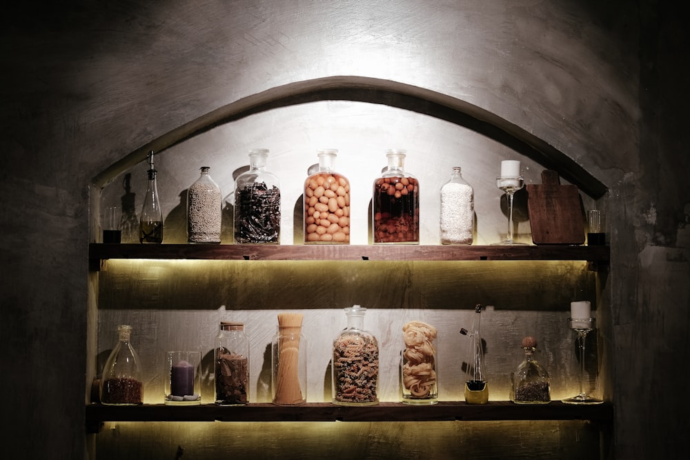 clear diffused jars on shelf