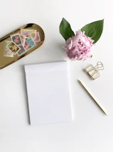 Elegant black and gold Stamp Champ branded mobile notary kit neatly arranged on a white surface.