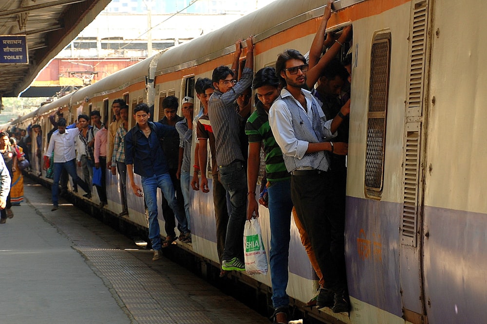 people riding train