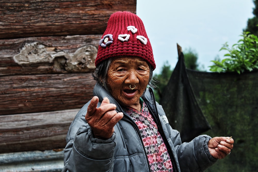 woman near house