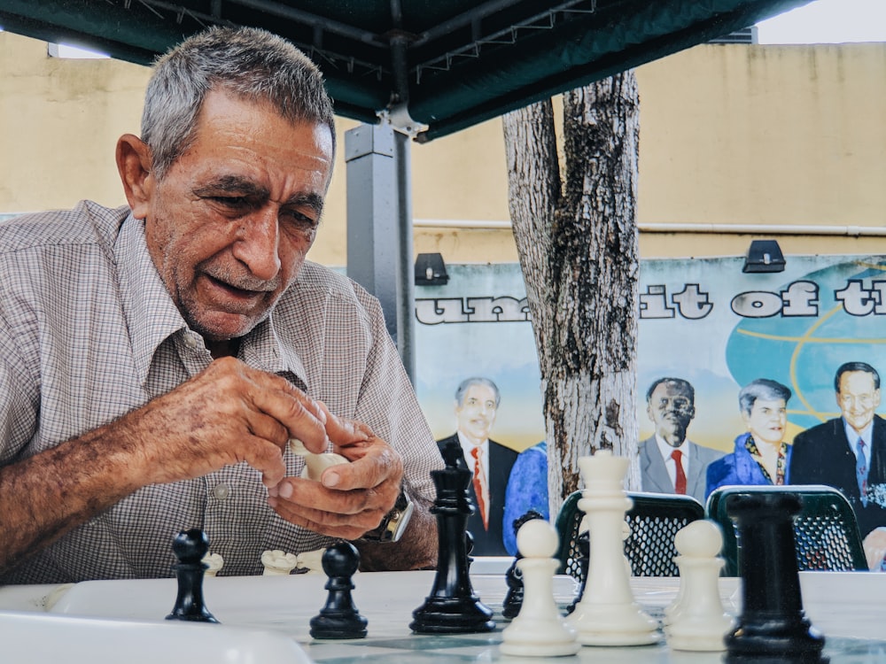 man playing chess