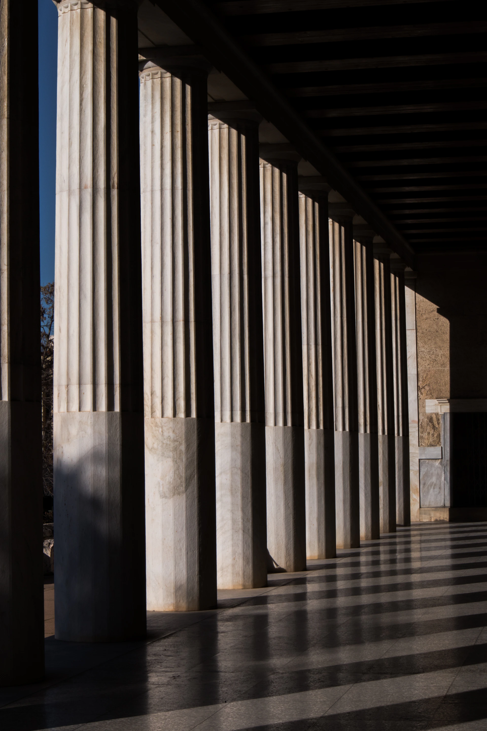 white concrete pillars