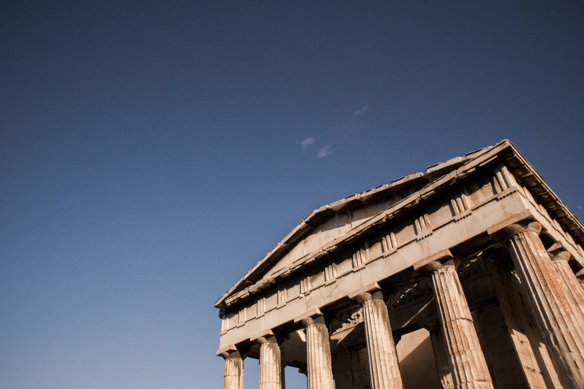 Ancient Athenian ruins in soft light
