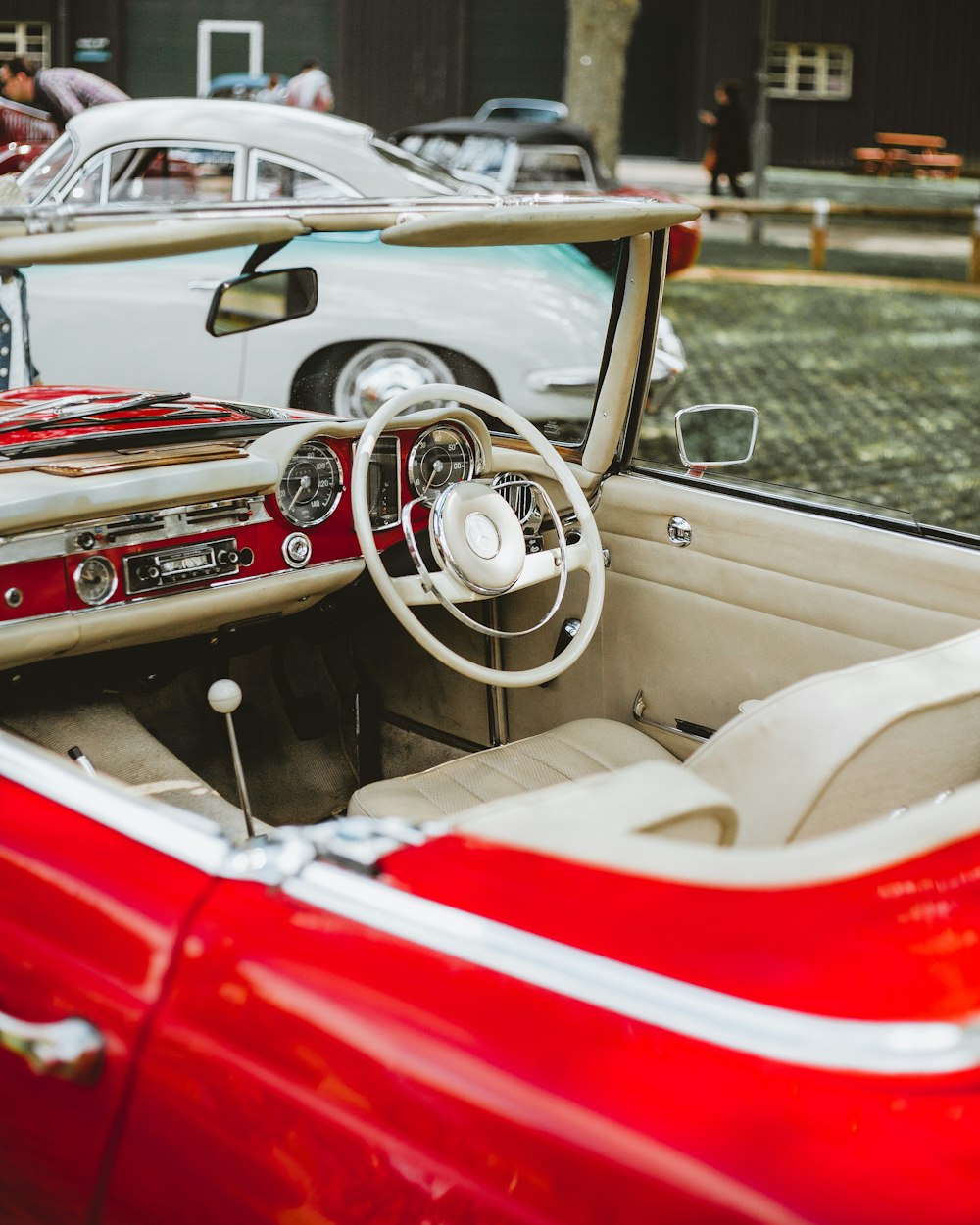 red convertible vehicle