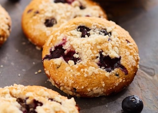 cookies with blueberry on side